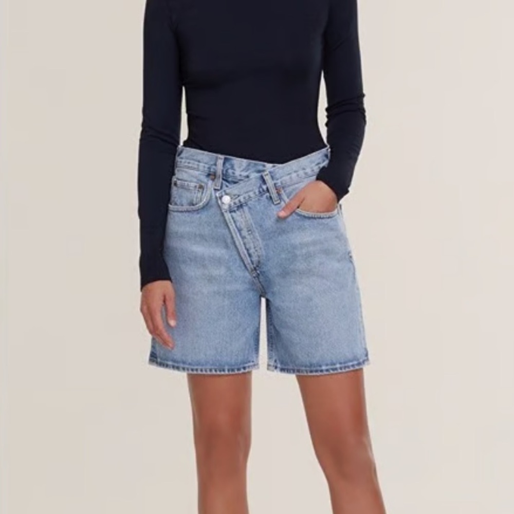 Agolde Women's Criss Cross Denim Shorts - Light Blue